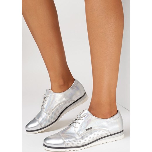 Półbuty damskie Born2be srebrne casualowe