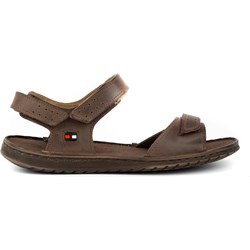 Brązowe sandały męskie Komodo ze skóry z klamrą  - zdjęcie produktu