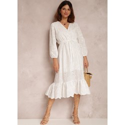 Sukienka Renee biała z długim rękawem midi  - zdjęcie produktu