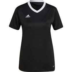 Czarna bluzka damska Adidas z okrągłym dekoltem z krótkim rękawem z jerseyu  - zdjęcie produktu