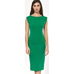 Sukienka Nife zielona ołówkowa z krótkimi rękawami z wiskozy  - zdjęcie produktu
