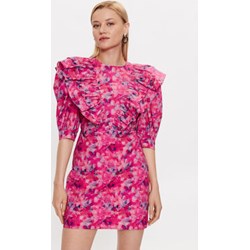 Sukienka Custommade z okrągłym dekoltem w kwiaty mini różowa casualowa na sylwestra  - zdjęcie produktu