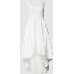 Sukienka Mascara biała rozkloszowana w serek na ramiączkach z haftem mini  - zdjęcie produktu