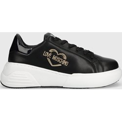 Buty sportowe damskie Love Moschino sneakersy sznurowane ze skóry  - zdjęcie produktu