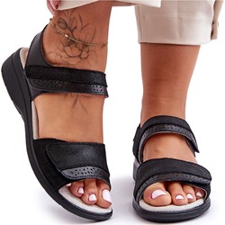 Sandały damskie S.Barski casual z gumy na platformie z klamrą  - zdjęcie produktu