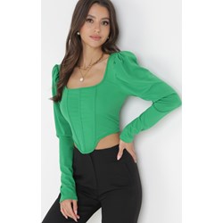 Bluzka damska zielona Born2be z długim rękawem na jesień  - zdjęcie produktu