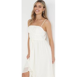 Sukienka biała Born2be midi na ramiączkach  - zdjęcie produktu