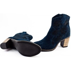 Botki Buty Olivier eleganckie skórzane w abstrakcyjne wzory  - zdjęcie produktu