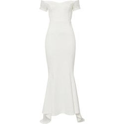 Biała sukienka Bonprix w serek na ślub cywilny z krótkim rękawem maxi  - zdjęcie produktu