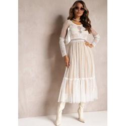 Sukienka Renee rozkloszowana wiosenna z dekoltem w serek tiulowa maxi  - zdjęcie produktu