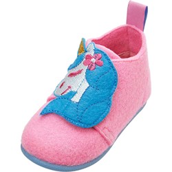 Kapcie dziecięce różowe Playshoes z aplikacjami  skórzane  - zdjęcie produktu