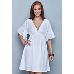 Biała sukienka H.H.G. mini z dekoltem w literę v  - zdjęcie produktu