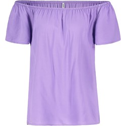 Bluzka damska Fresh Made z wiskozy z krótkim rękawem fioletowa na wiosnę z okrągłym dekoltem  - zdjęcie produktu