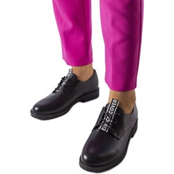 Półbuty damskie czarne na płaskiej podeszwie bez zapięcia  - zdjęcie produktu