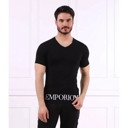 T-shirt męski Emporio Armani czarny z elastanu z krótkimi rękawami z napisem  - zdjęcie produktu
