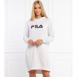 Sukienka Fila z długim rękawem biała z napisami z okrągłym dekoltem  - zdjęcie produktu