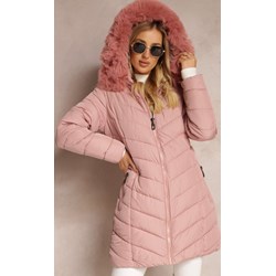 Renee kurtka damska z kapturem różowa z tkaniny  - zdjęcie produktu