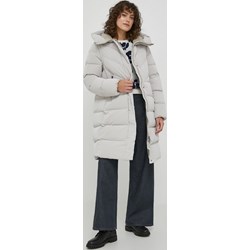 Kurtka damska szara długa z kapturem  - zdjęcie produktu
