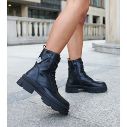 Workery damskie casual sznurowane na płaskiej podeszwie  - zdjęcie produktu