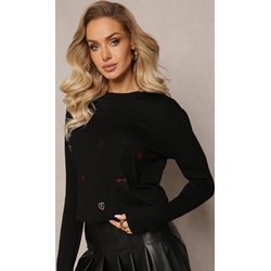 Czarny sweter damski Renee z okrągłym dekoltem  - zdjęcie produktu