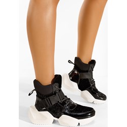 Buty sportowe damskie czarne Zapatos sneakersy na wiosnę sznurowane  - zdjęcie produktu