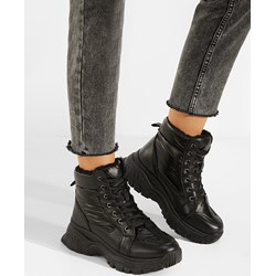 Czarne buty sportowe damskie Zapatos sneakersy na jesień sznurowane  - zdjęcie produktu