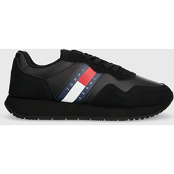 Buty sportowe męskie czarne Tommy Jeans jesienne sznurowane skórzane  - zdjęcie produktu
