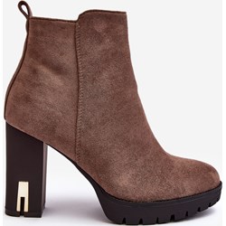 Botki Wj2 na zamek na obcasie z zamszu  - zdjęcie produktu