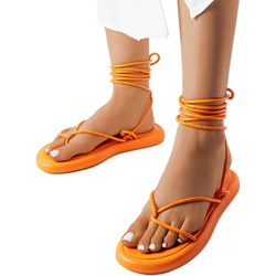 Bm sandały damskie casualowe pomarańczowe na płaskiej podeszwie  - zdjęcie produktu