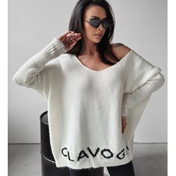 Sweter damski z elastanu z dekoltem v  - zdjęcie produktu