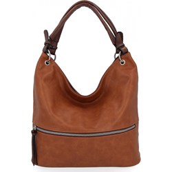 Brązowa shopper bag Hernan matowa duża ze skóry ekologicznej na ramię  - zdjęcie produktu