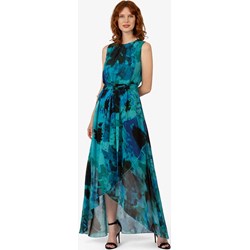 Sukienka APART niebieska z okrągłym dekoltem maxi asymetryczna w kwiaty bez rękawów  - zdjęcie produktu