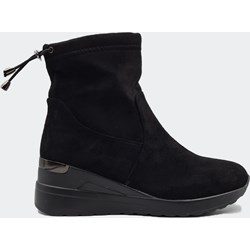 Labuty botki na koturnie zamszowe casual na zamek  - zdjęcie produktu