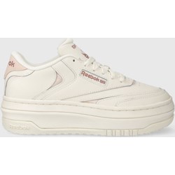 Reebok buty sportowe damskie sneakersy białe sznurowane na wiosnę skórzane na platformie  - zdjęcie produktu