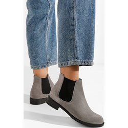 Botki Zapatos bez zapięcia szare casual na obcasie skórzane  - zdjęcie produktu