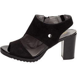 Sandały damskie czarne Jezzi casual na obcasie na wysokim z klamrą bez wzorów na lato  - zdjęcie produktu