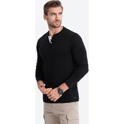 T-shirt męski czarny Ombre z długimi rękawami casual  - zdjęcie produktu