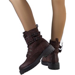 Botki brązowe na płaskiej podeszwie  - zdjęcie produktu