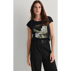 Bluzka damska Reserved bawełniana czarna z okrągłym dekoltem  - zdjęcie produktu