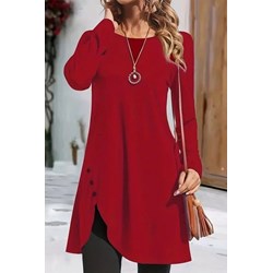 Czerwona bluzka damska IVET z okrągłym dekoltem casual  - zdjęcie produktu