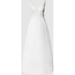 Sukienka Mascara biała na ślub cywilny elegancka w serek maxi  - zdjęcie produktu