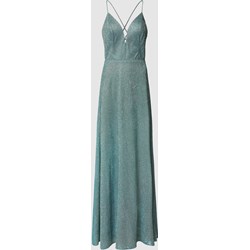 Sukienka Luxuar Fashion rozkloszowana zielona w serek na ramiączkach  - zdjęcie produktu