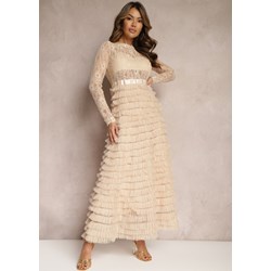 Sukienka Renee rozkloszowana maxi z długim rękawem z okrągłym dekoltem  - zdjęcie produktu