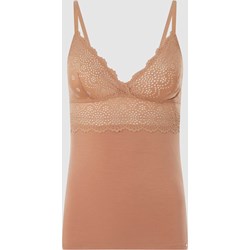 Skiny bluzka damska casual z koronką z dekoltem w serek z elastanu  - zdjęcie produktu