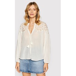 Biała bluzka damska Pepe Jeans z dekoltem w serek  - zdjęcie produktu