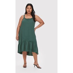 Sukienka ONLY zielona z okrągłym dekoltem casualowa trapezowa  - zdjęcie produktu