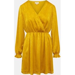Żółta sukienka APRICOT kopertowa z długim rękawem z dekoltem v  - zdjęcie produktu