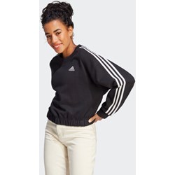 Bluza damska czarna Adidas w sportowym stylu krótka  - zdjęcie produktu