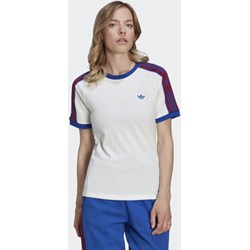 Bluzka damska Adidas biała z krótkim rękawem z napisami z okrągłym dekoltem  - zdjęcie produktu