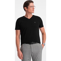 T-shirt męski czarny Ombre z elastanu z krótkimi rękawami  - zdjęcie produktu